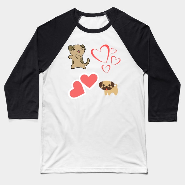 Cute puppies with hearts Baseball T-Shirt by Courtney's Creations